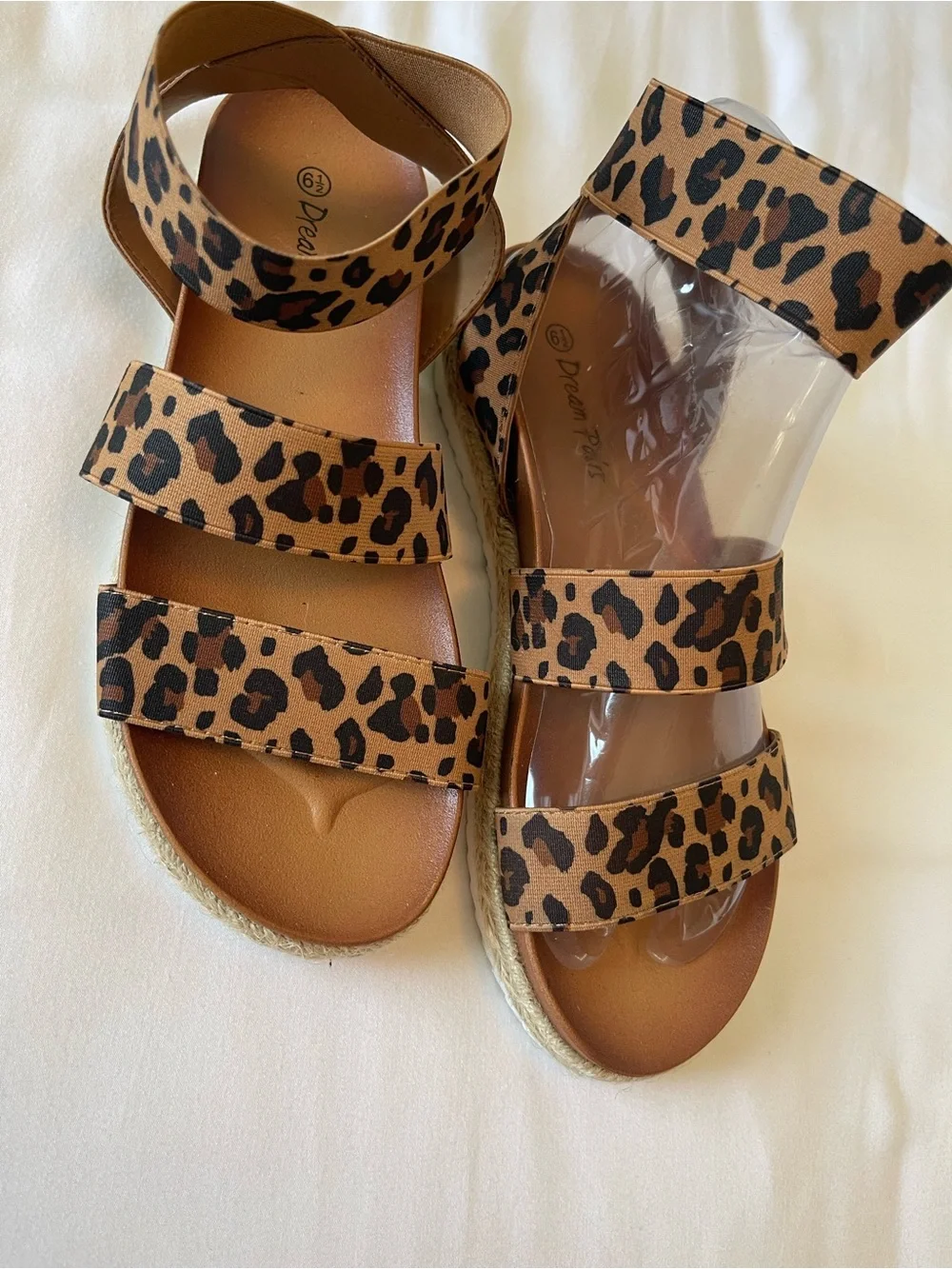 Dream Pairs Leopard Print Ankle-Strap Espadrille Wedges - Brown Black